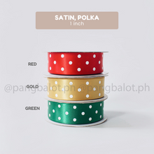 Load image into Gallery viewer, Ribbon: SATIN, Polka - 1 inch (PER YARD)