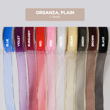 Load image into Gallery viewer, Ribbon: ORGANZA, Plain - 1 inch & 1.5 inch (PER YARD)