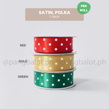 Load image into Gallery viewer, Ribbon: SATIN, Polka - 1 inch (PER ROLL)