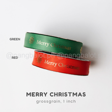 Load image into Gallery viewer, Ribbon: GROSSGRAIN, Merry Christmas - 1 inch (PER YARD)