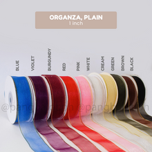 Load image into Gallery viewer, Ribbon: ORGANZA, Plain - 1 inch & 1.5 inch (PER YARD)