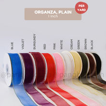Load image into Gallery viewer, Ribbon: ORGANZA, Plain - 1 inch & 1.5 inch (PER YARD)