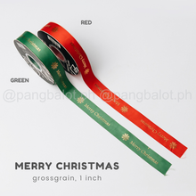 Load image into Gallery viewer, Ribbon: GROSSGRAIN, Merry Christmas - 1 inch (PER YARD)