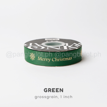 Load image into Gallery viewer, Ribbon: GROSSGRAIN, Merry Christmas - 1 inch (PER YARD)