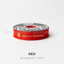 Load image into Gallery viewer, Ribbon: GROSSGRAIN, Merry Christmas - 1 inch (PER YARD)