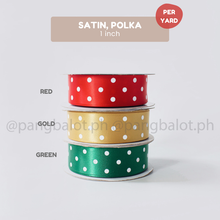 Load image into Gallery viewer, Ribbon: SATIN, Polka - 1 inch (PER YARD)