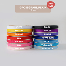 Load image into Gallery viewer, Ribbon: GROSSGRAIN, Plain - 1/2 inch (PER YARD)
