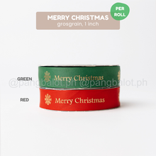 Load image into Gallery viewer, Ribbon: GROSSGRAIN, Merry Christmas - 1 inch (PER ROLL)
