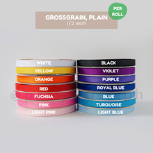 Load image into Gallery viewer, Ribbon: GROSSGRAIN, Plain - 1/2 inch (PER ROLL)
