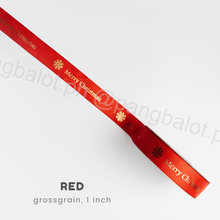 Load image into Gallery viewer, Ribbon: GROSSGRAIN, Merry Christmas - 1 inch (PER YARD)
