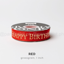 Load image into Gallery viewer, Ribbon: GROSSGRAIN, Happy Birthday - 1 inch (PER YARD)
